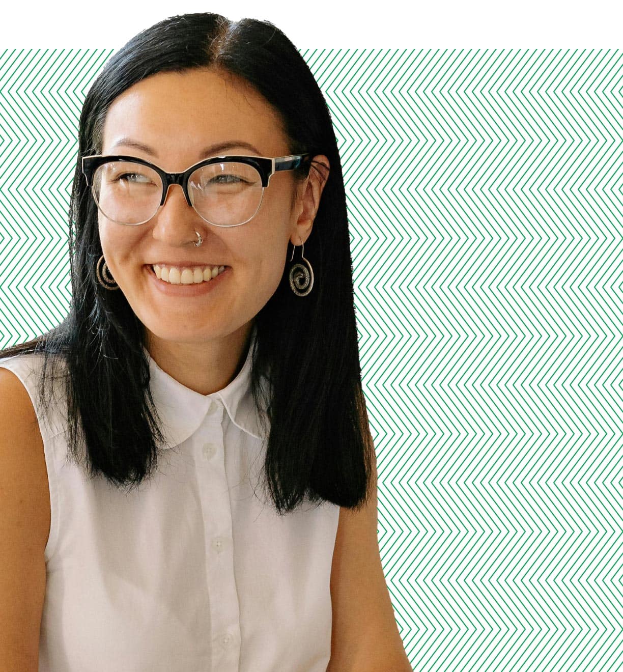 woman smiling with glasses