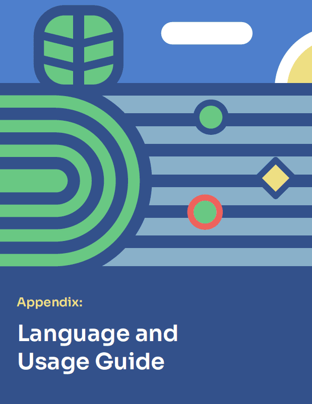 Colorful abstract design on the cover of the Language and Usage Guide